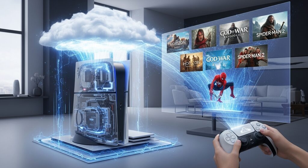 Concept art showing PS6 cloud gaming integration