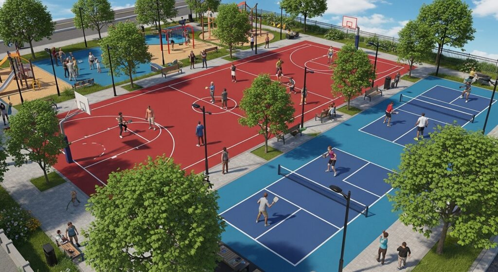 NBA 2K26 Park courts with new design and active players