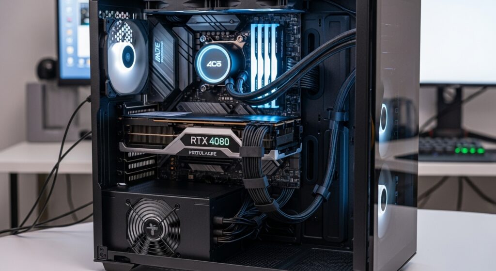 PSU installation photo with cables managed