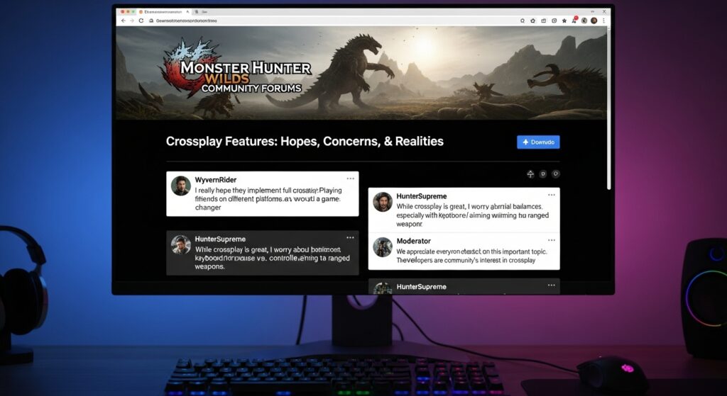 Screenshot of Reddit or Discord discussion thread with fans debating crossplay