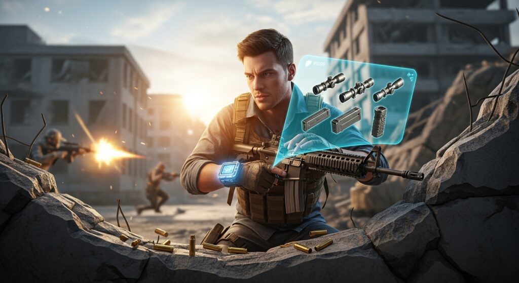 player changing weapon mods in battle royale